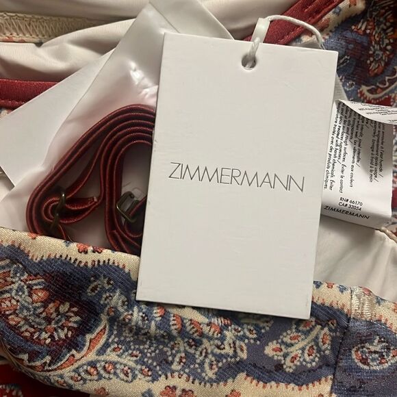 NWT ZIMMERMANN Vitali paisley-print ruffled bandeau bikini, size 4/XL - Picture 4 of 14